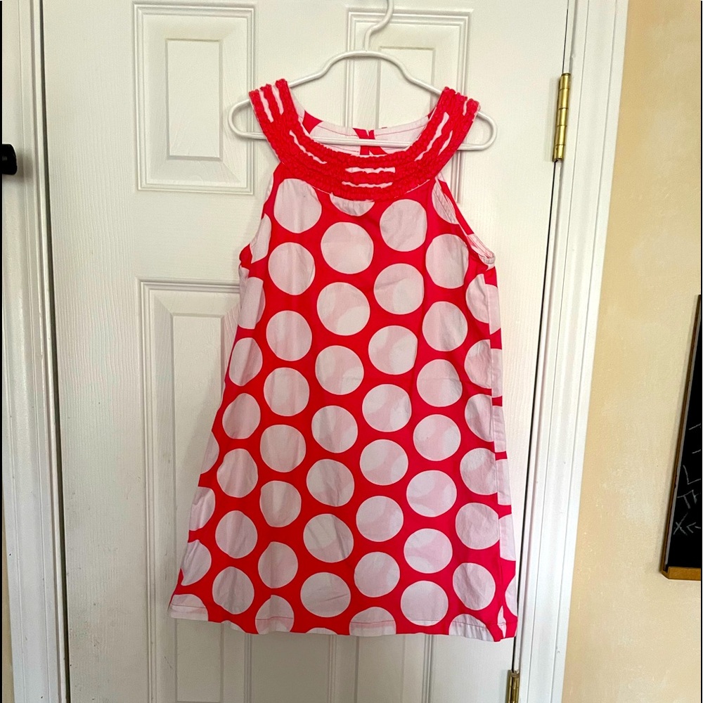 J Khaki Girl👧 Coral White Polka Dot Dress👗 Sz 10